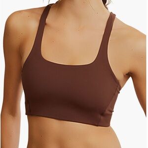 Free People Never Better Racer Back Sports Bra In Taupe Size L, NWT